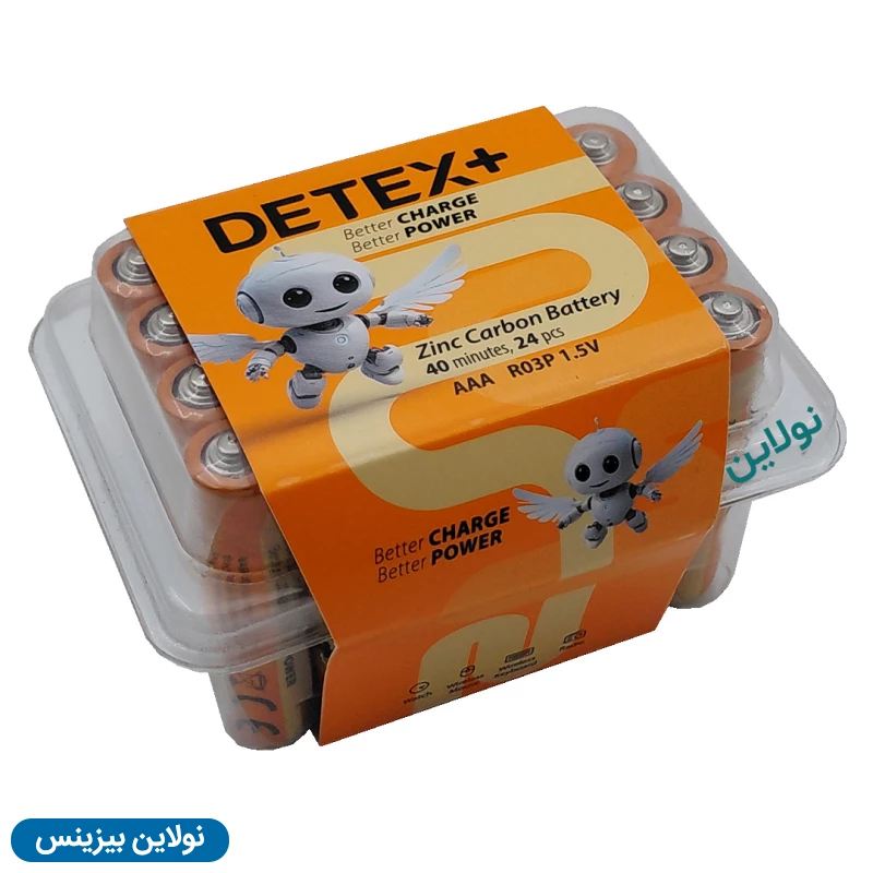 قیمت و خرید باتری نیم قلم دیتکس پلاس مدل Zinc Carboon AAA R03P 1.5v بسته 24 عددی | نولاین بیزینس