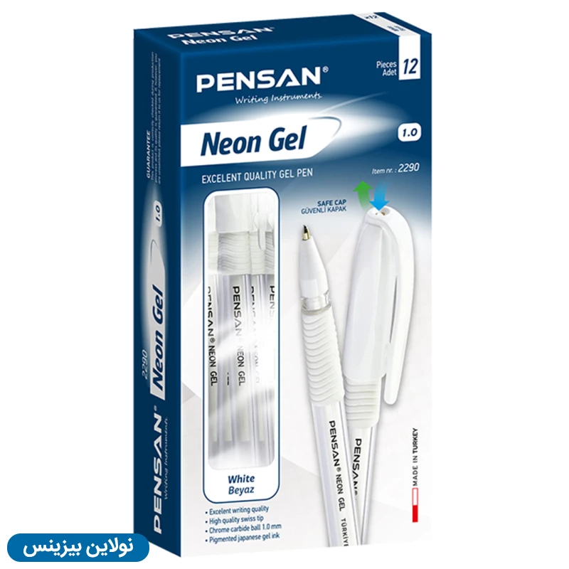 قیمت و خرید روان نویس سفید پنسان ضخامت 1 میلی متری مدل Neon Gel بسته 12 عددی | نولاین بیزینس