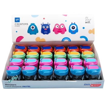 تراش مخزن دار سی کلاس 2 سوراخ مدل مانسترز پاستلی بسته 24 عددی کد CCMONPSP | نولاین بیزینس