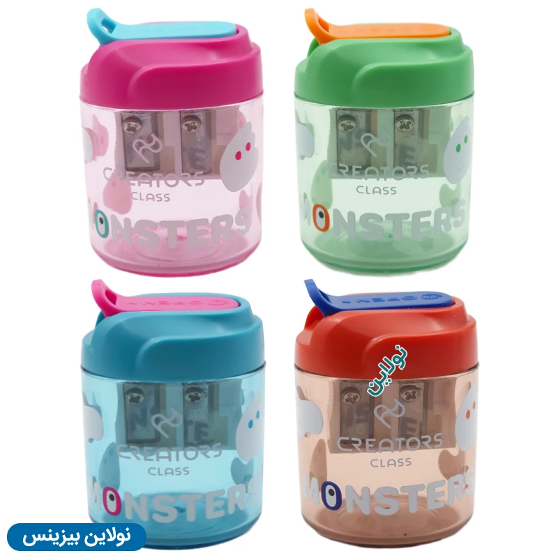 قیمت و خرید تراش مخزن دار سی کلاس 2 سوراخ مدل مانسترز پاستلی بسته 24 عددی کد CCMONPSP | نولاین بیزینس