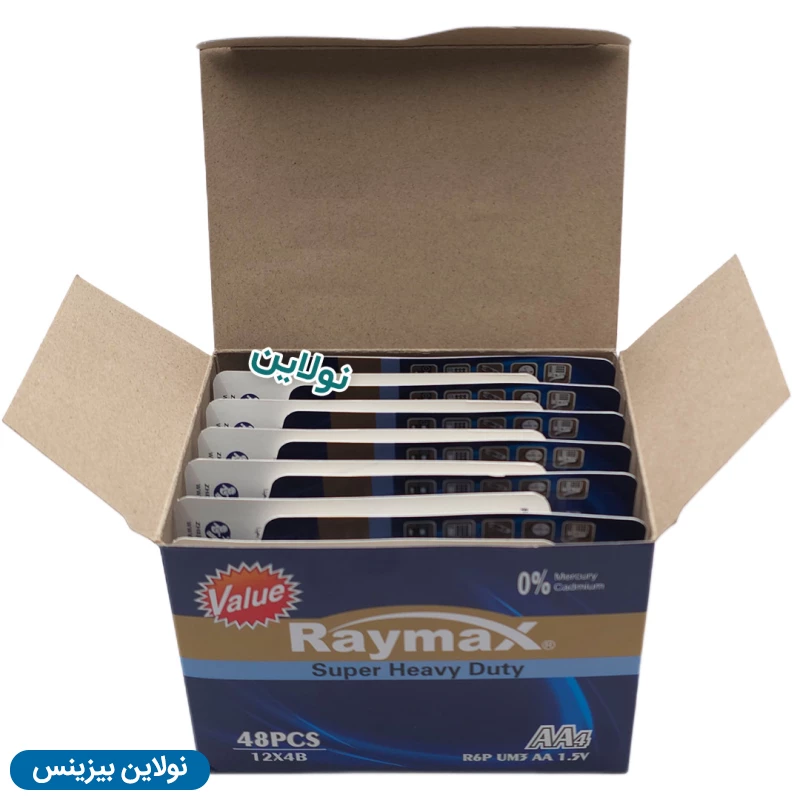 قیمت و خرید باتری قلمی رایمکس بسته 48 عددی Raymax R6P UM3 AA | نولاین بیزینس