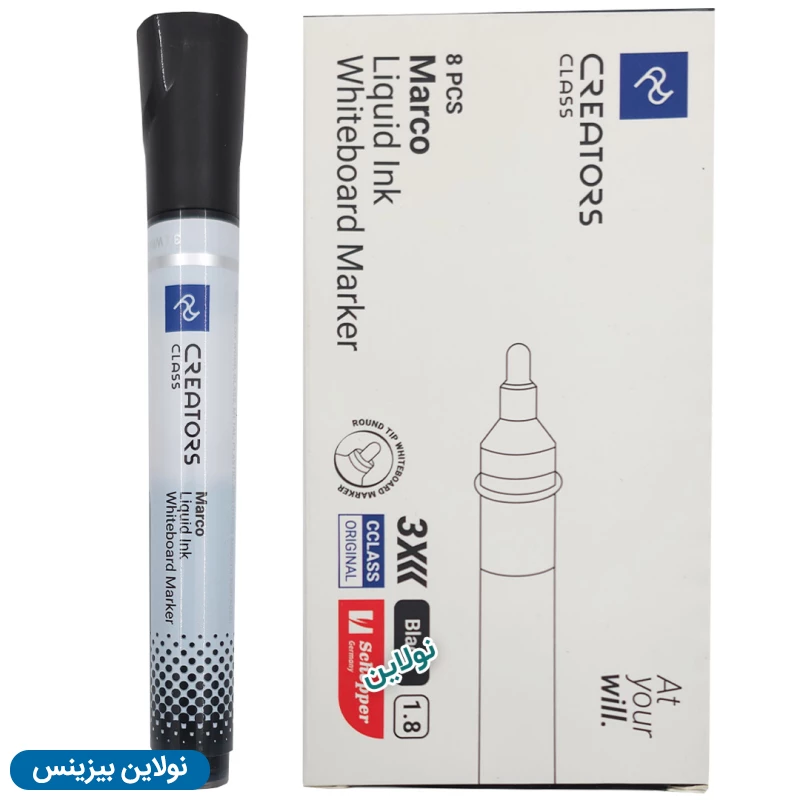 قیمت و خرید ماژیک وایت برد جوهر مایع سی کلاس نوک گرد مدل مارکو بسته 8 عددی کد CCLM01 | نولاین بیزینس