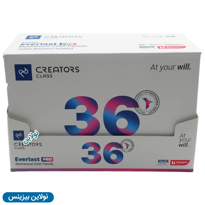 قیمت و خرید مداد رنگی اتودی 36 رنگ Pro سی کلاس بسته 9 عددی مدل Everlast Pro ضخامت 3 میلی متری + تراش کد CP30-36 | نولاین بیزینس