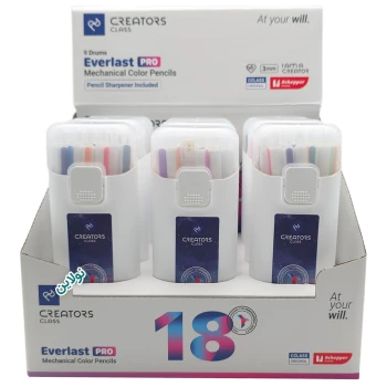 مداد رنگی اتودی 18 رنگ Pro سی کلاس بسته 9 عددی مدل Everlast Pro ضخامت 3 میلی متری + تراش کد CP30-18 | نولاین بیزینس