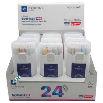 مداد رنگی اتودی 24 رنگ Pro سی کلاس بسته 9 عددی مدل Everlast Pro ضخامت 3 میلی متری + تراش کد CP30-24 | نولاین بیزینس