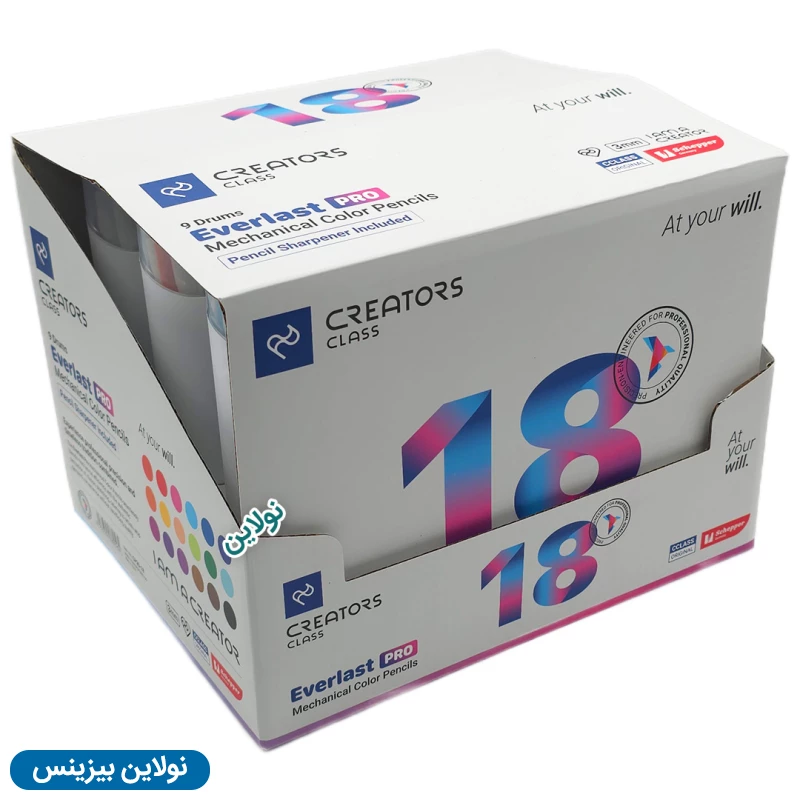قیمت و خرید مداد رنگی اتودی 18 رنگ Pro سی کلاس بسته 9 عددی مدل Everlast Pro ضخامت 3 میلی متری + تراش کد CP30-18 | نولاین بیزینس