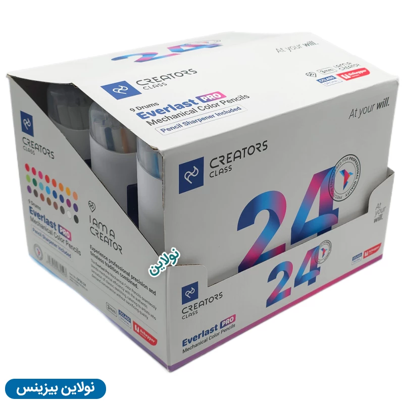 قیمت و خرید مداد رنگی اتودی 24 رنگ Pro سی کلاس بسته 9 عددی مدل Everlast Pro ضخامت 3 میلی متری + تراش کد CP30-24 | نولاین بیزینس
