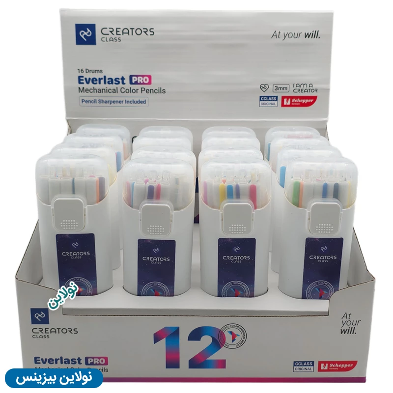قیمت و خرید مداد رنگی اتودی 12 رنگ Pro سی کلاس بسته 12 عددی مدل Everlast Pro ضخامت 3 میلی متری + تراش کد CP30-12 | نولاین بیزینس