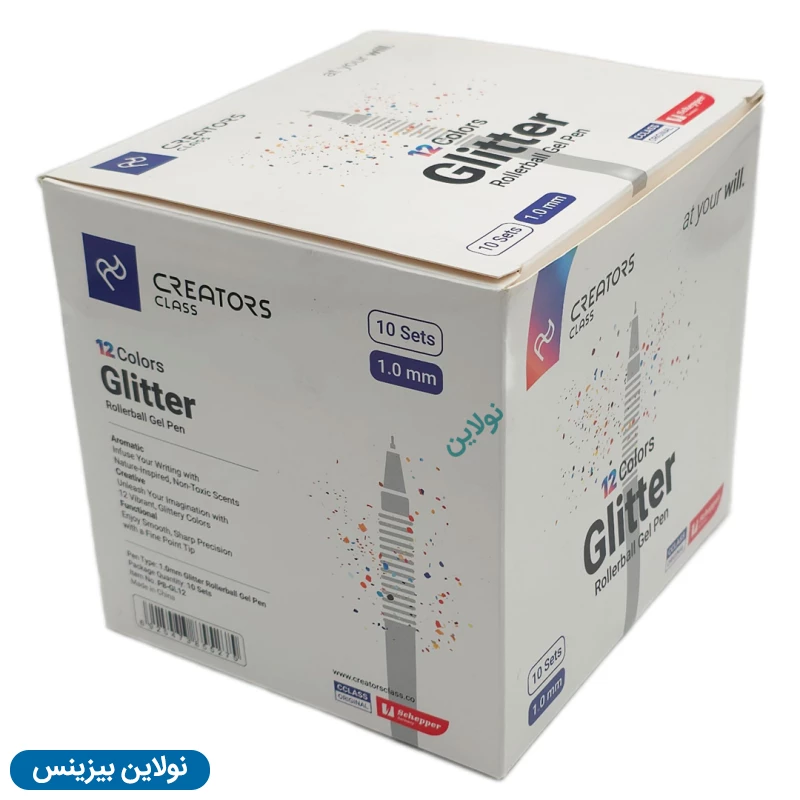 قیمت و خرید خودکار اکلیلی 12 رنگ سی کلاس ضخامت 1 میلی متری بسته 10 عددی مدل Gliiter کد PB-GL12 | نولاین بیزینس