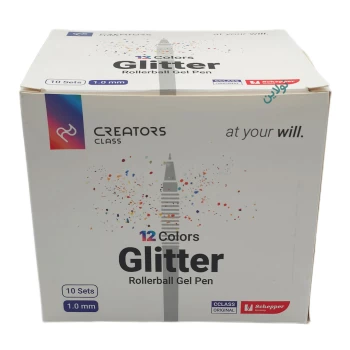 خودکار اکلیلی 12 رنگ سی کلاس ضخامت 1 میلی متری بسته 10 عددی مدل Gliiter کد PB-GL12 | نولاین بیزینس
