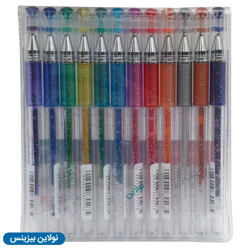 قیمت و خرید خودکار اکلیلی 12 رنگ سی کلاس ضخامت 1 میلی متری مدل Gliiter کد PB-GL12 | نولاین بیزینس