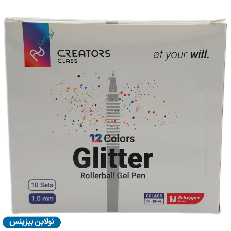 قیمت و خرید خودکار اکلیلی 12 رنگ سی کلاس ضخامت 1 میلی متری بسته 10 عددی مدل Gliiter کد PB-GL12 | نولاین بیزینس