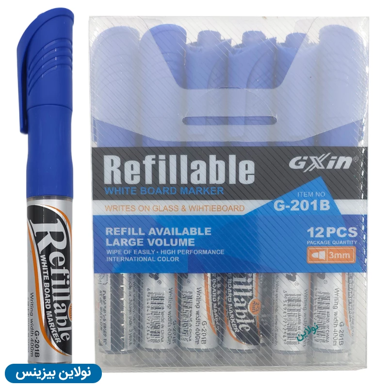 قیمت و خرید ماژیک وایت برد شارژی نوک گرد جیکس این Gxin بسته 12 عددی کد G-201 | نولاین بیزینس