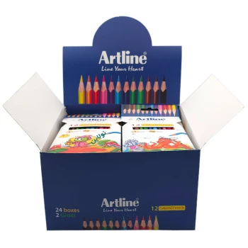 پک 24 عددی مداد رنگی 12 رنگ جعبه مقوایی آرت لاین کد ECP12-P/IL | نولاین بیزینس