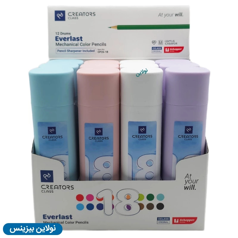 قیمت و خرید مداد رنگی اتودی 18 رنگ سی کلاس مدل everlast بسته 12 عددی کد cp26-18 | نولاین بیزینس