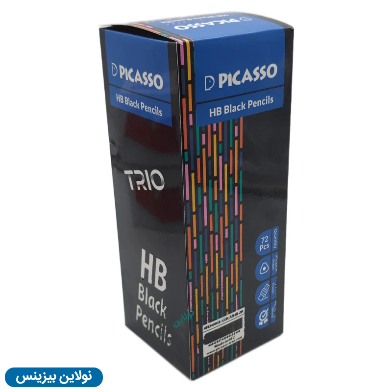 قیمت و خرید مداد مشکی سه گوش پاک کن دار پیکاسو مدل تریو Trio بسته 72 عددی | نولاین بیزینس