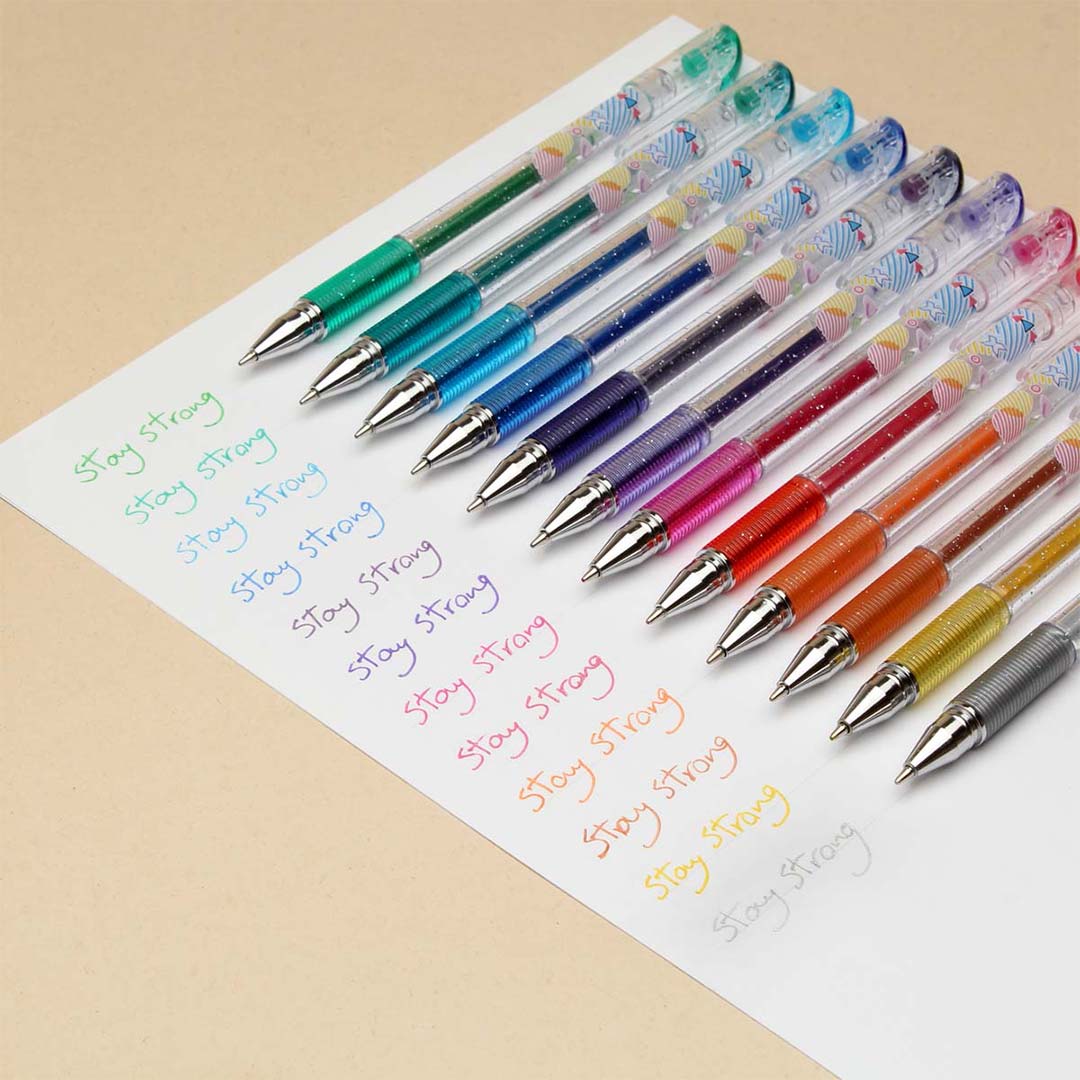 قیمت و خرید خودکار اکلیلی 12 رنگ سی کلاس مدل Glitter PB-GL12 ضخامت 1 میلی متری | نولاین