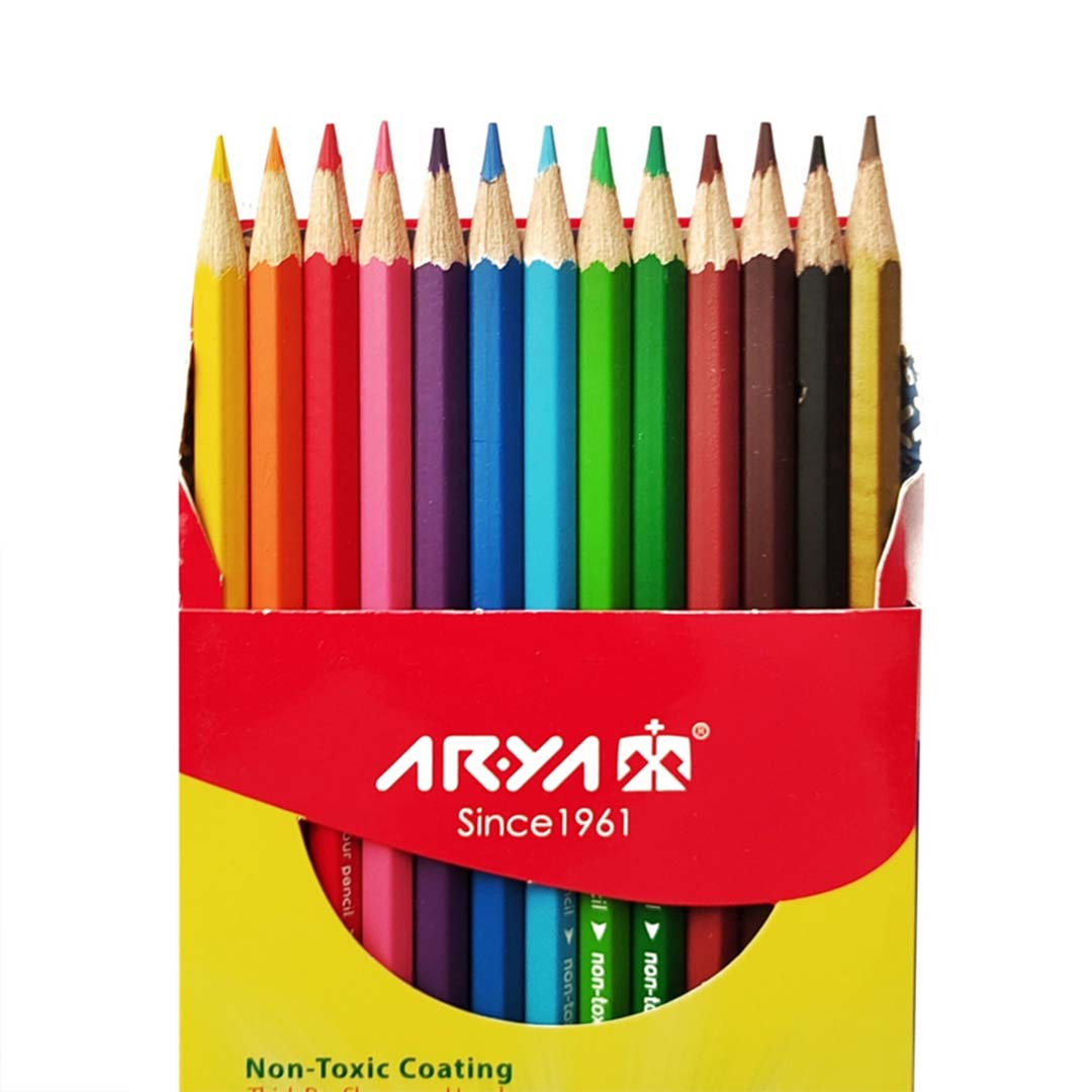 قیمت و خرید مداد رنگی 1 + 12 رنگ آریا جعبه مقوایی تخت کد 3016 | نولاین