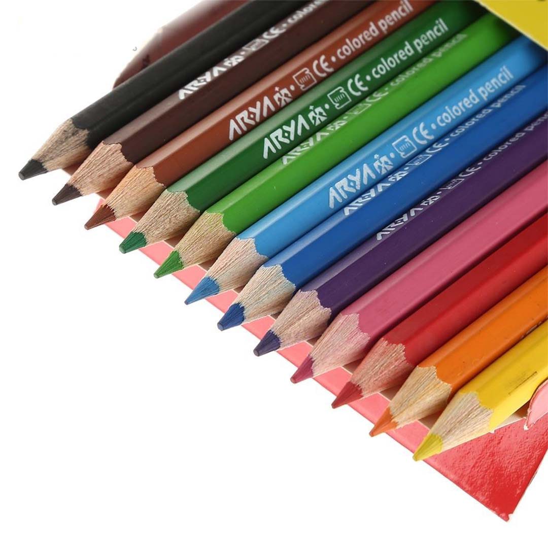 قیمت و خرید مداد رنگی جعبه مقوایی 12 رنگ کوتاه آریا کد 3072 | نولاین