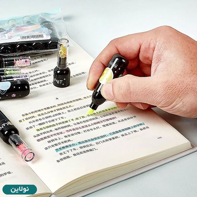 قیمت و خرید هایلایتر فانتزی طرح کهکشانی (فضانورد) بسته 6 عددی | نولاین