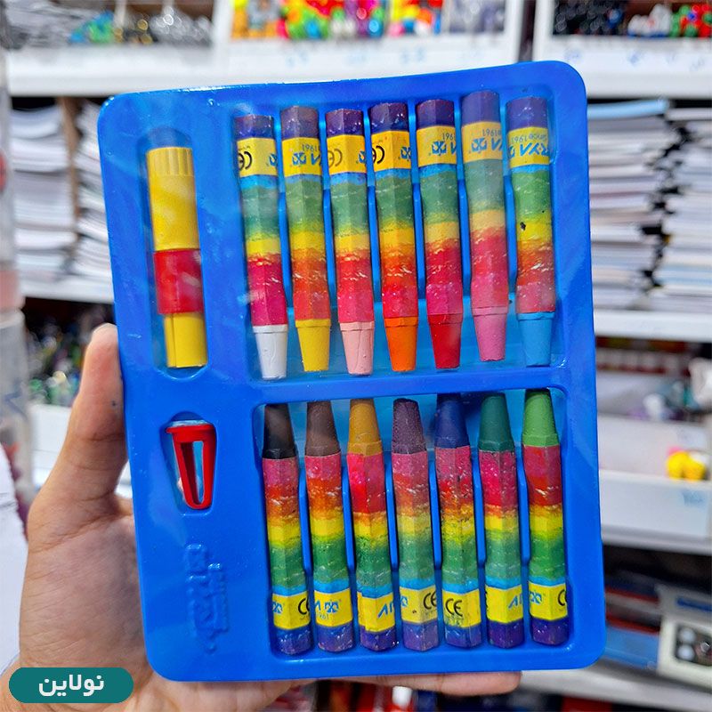 قیمت و خرید پاستل روغنی 2+12 رنگ جعبه مقوایی آریا کد 2027 | نولاین