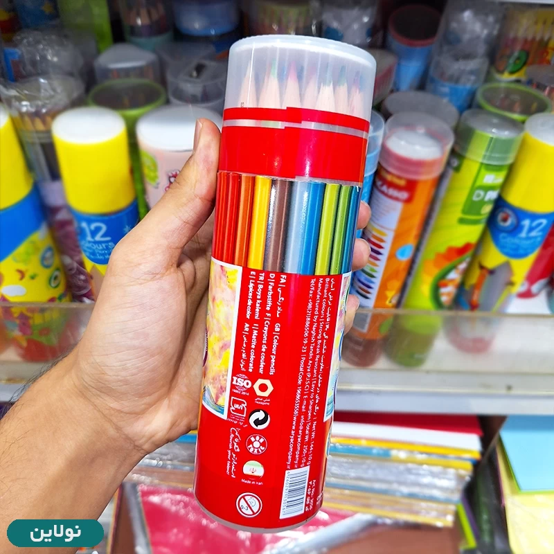 قیمت و خرید مداد رنگی 36 رنگ آریا قوطی استوانه ای طرح کلاسیک کد 3056 | نولاین