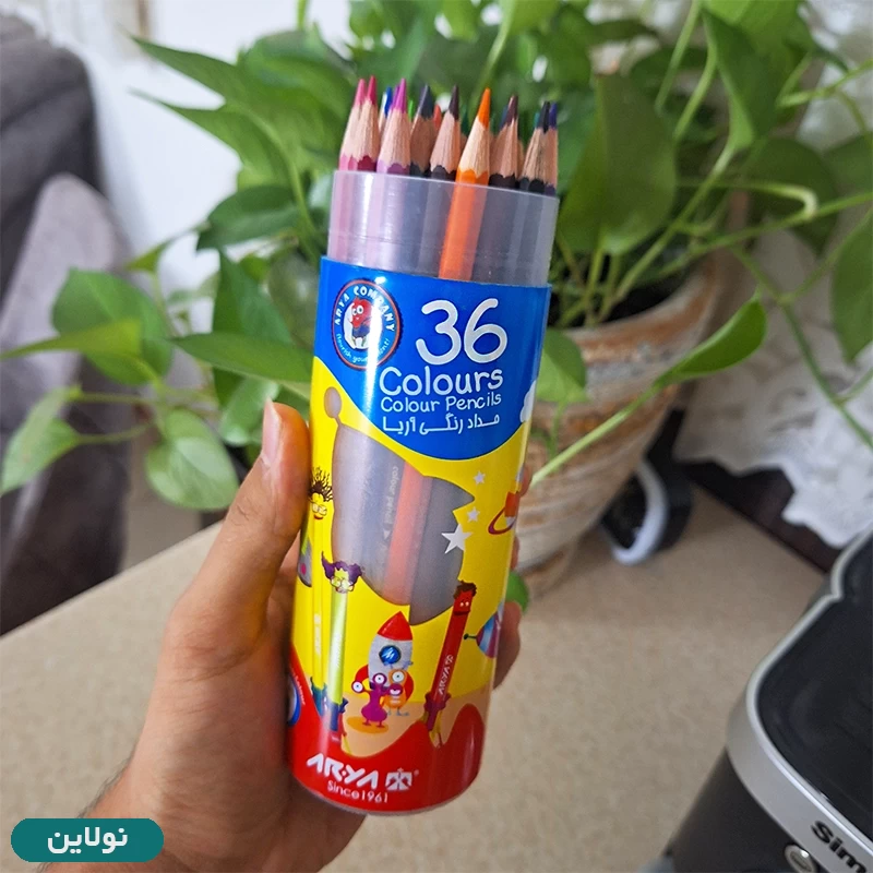 قیمت و خرید مداد رنگی 36 رنگ آریا قوطی استوانه ای کد 3053 | نولاین