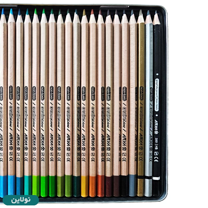 قیمت و خرید مداد رنگی 36 رنگ آریا جعبه فلزی + 3 رنگ کد 3023 | نولاین