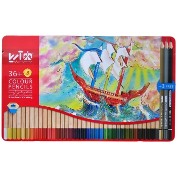 مداد رنگی 36 رنگ آریا جعبه فلزی + 3 رنگ کد 3023 | نولاین