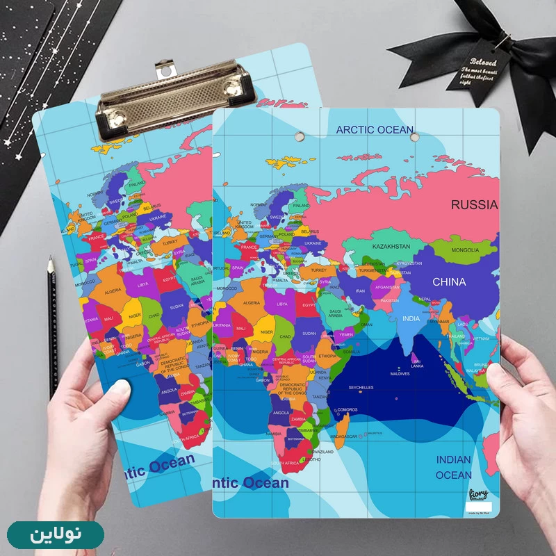 قیمت و خرید تخته شاسی A4 چوبی طرح نقشه جهان مستر راد کد 2417 | نولاین