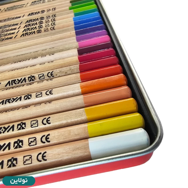 قیمت و خرید مداد رنگی 3 + 24 رنگ آریا جعبه فلزی کد 3022 | نولاین