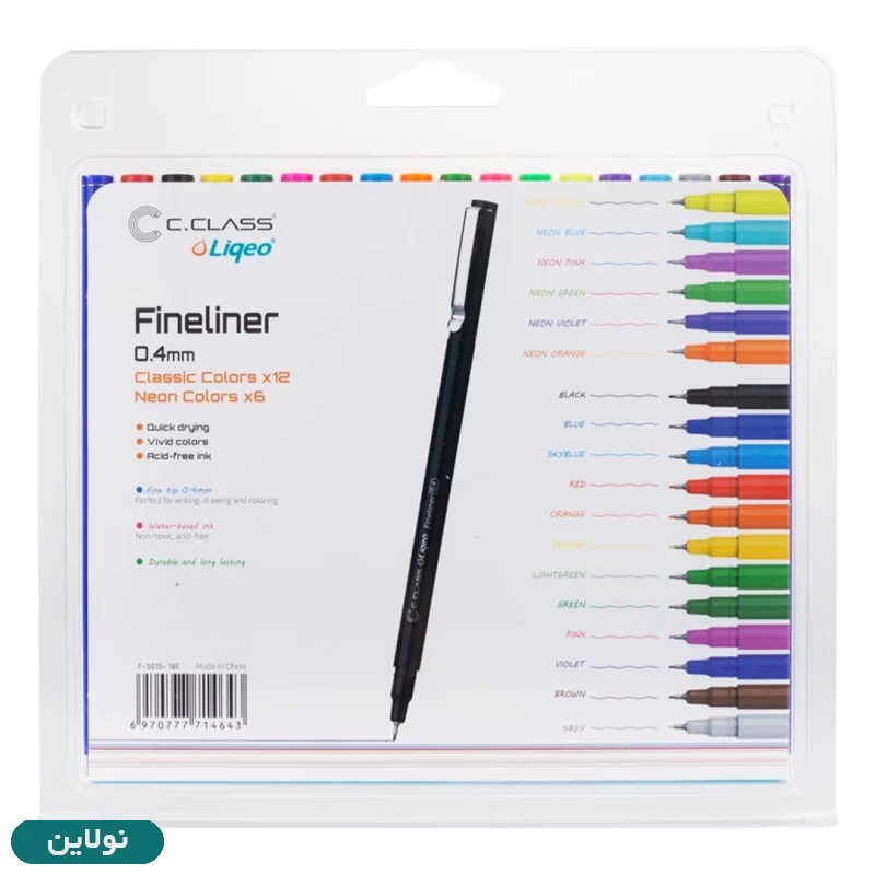 قیمت و خرید روان نویس نوک نمدی سی کلاس بسته 18 عددی مدل liqeo | نولاین