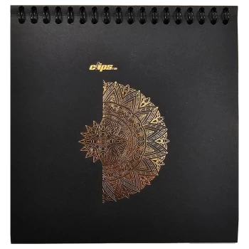 دفتر بلک ژورنال برگه سیاه ذغالی سیمی طلاکوب کلیپس طرح ماندالا کد 9020 | نولاین