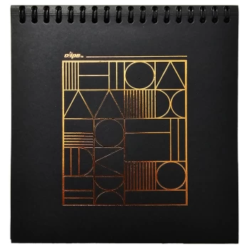 دفتر بلک ژورنال برگه سیاه ذغالی سیمی طلاکوب کلیپس طرح اشکال کد 9020 | نولاین