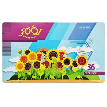 مداد رنگی 36 رنگ لوکی جعبه فلزی طرح گل آفتاب گردان | نولاین