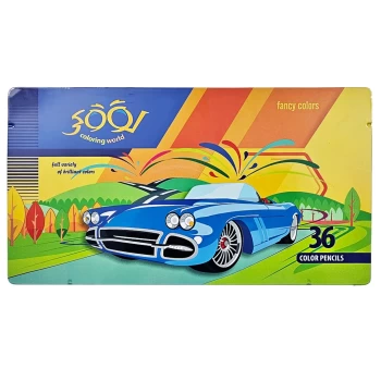 مداد رنگی 36 رنگ لوکی جعبه فلزی طرح ماشین | نولاین