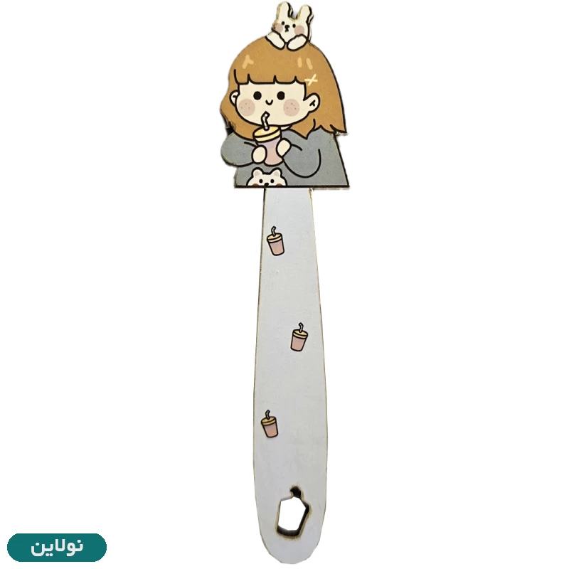 قیمت و خرید بوکمارک چوبی پیتیکو طرح دختر کیوت خرگوش به سر کد 016 | نولاین