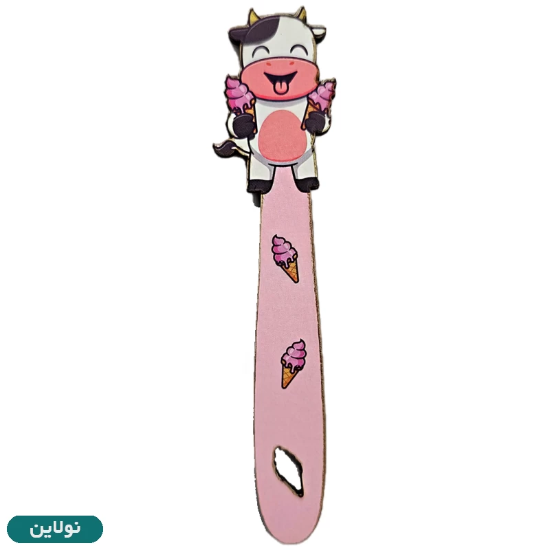 قیمت و خرید بوکمارک چوبی پیتیکو طرح گاو بستنی به دست کد 011 | نولاین