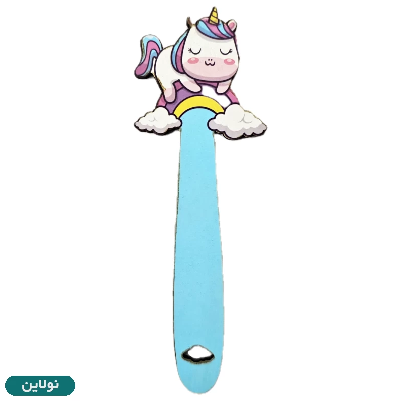 قیمت و خرید بوکمارک چوبی پیتیکو طرح اسب تک شاخ و رنگین کمان کد 039 | نولاین