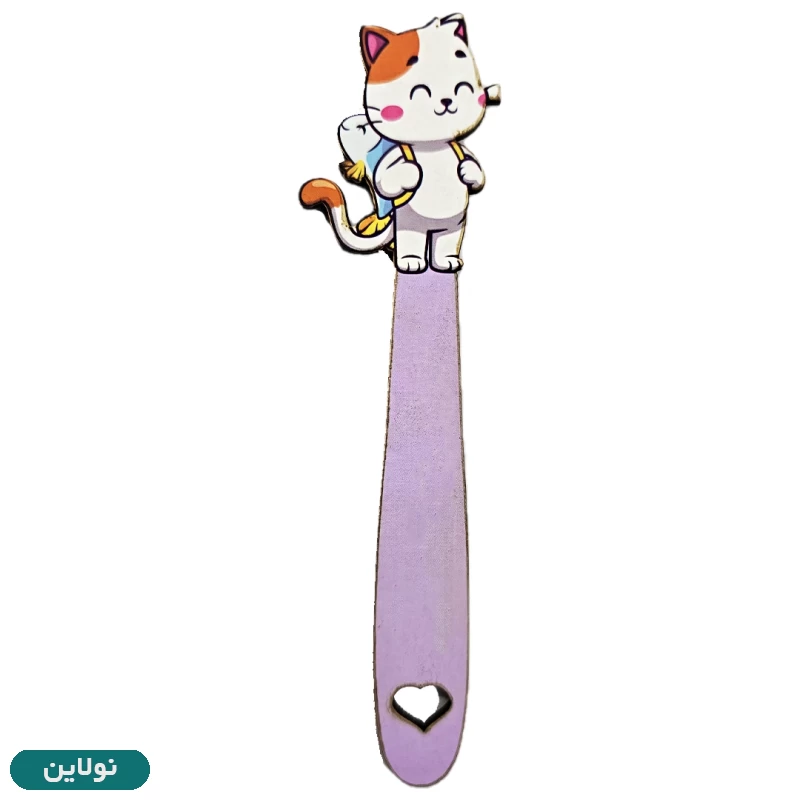 قیمت و خرید بوکمارک چوبی پیتیکو طرح گربه و ماهی کد 023 | نولاین