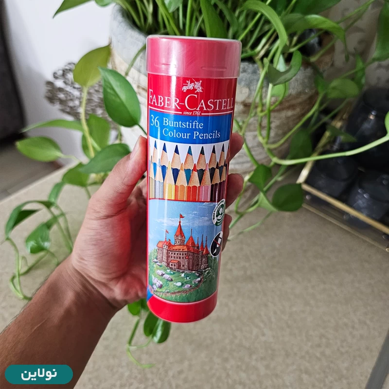 قیمت و خرید مداد رنگی 36 رنگ فابر کاستل مدل کلاسیک قوطی فلزی استوانه ای طرح قلعه | نولاین