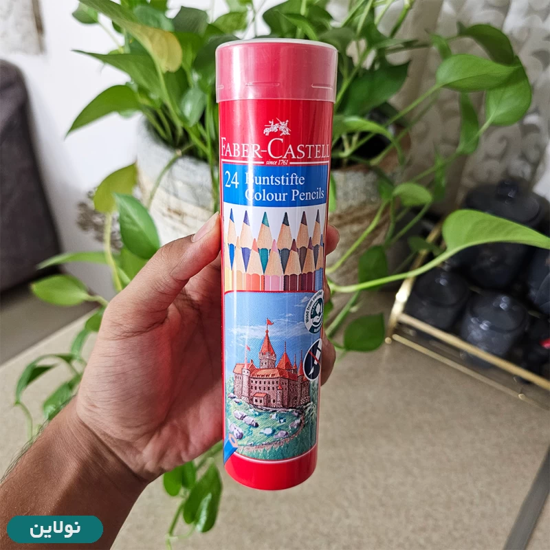 قیمت و خرید مداد رنگی 24 رنگ فابر کاستل مدل کلاسیک قوطی فلزی استوانه ای طرح قلعه | نولاین
