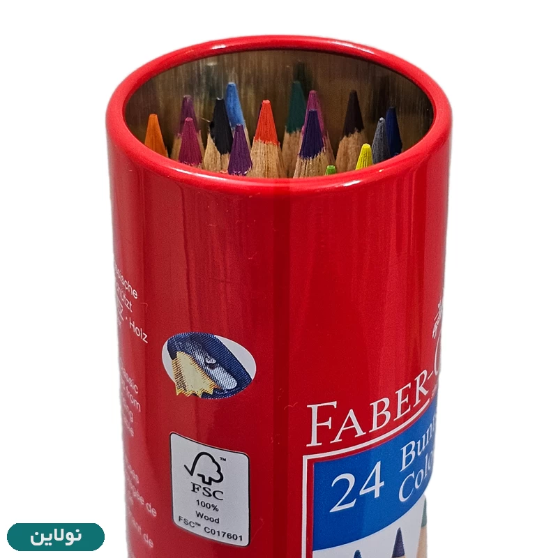 قیمت و خرید مداد رنگی 24 رنگ فابر کاستل مدل کلاسیک قوطی فلزی استوانه ای طرح قلعه | نولاین