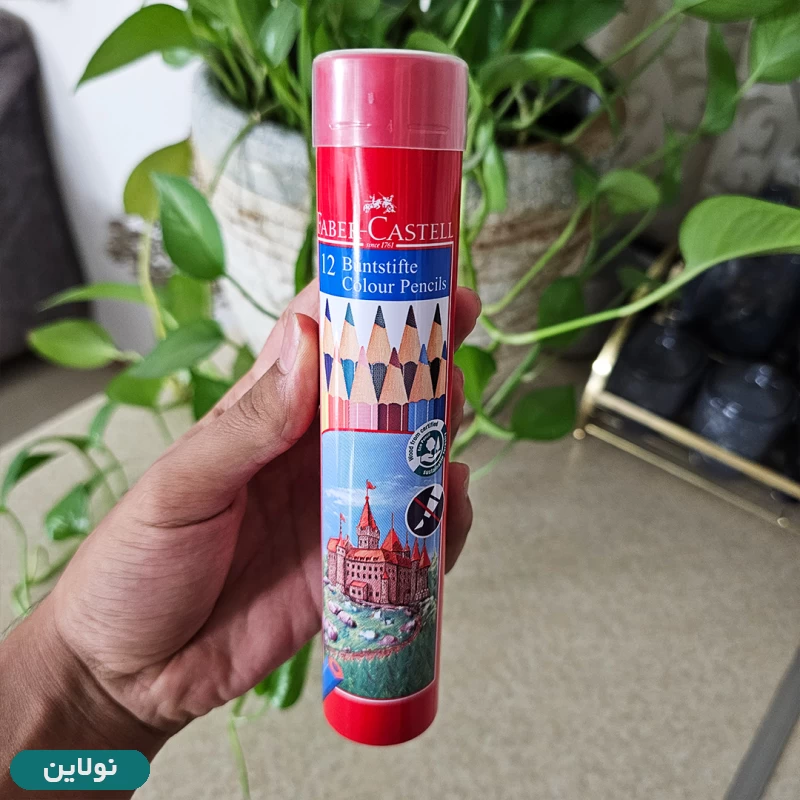 قیمت و خرید مداد رنگی 12 رنگ فابر کاستل مدل کلاسیک قوطی فلزی استوانه ای طرح قلعه | نولاین