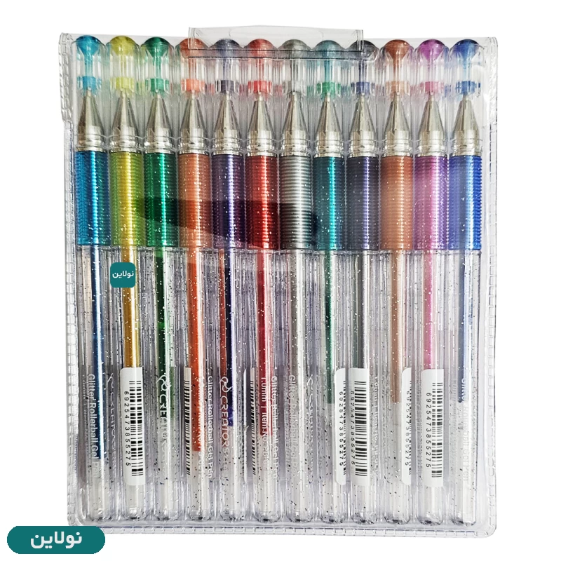قیمت و خرید خودکار اکلیلی 12 رنگ سی کلاس مدل Gliiter کد PB-GL12 ضخامت 1 میلی متری | نولاین