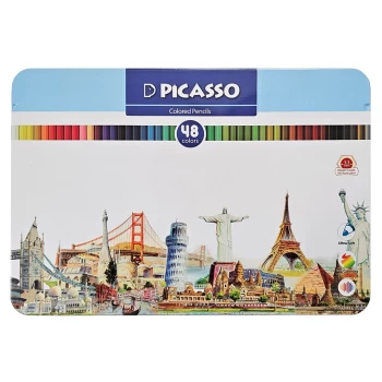مداد رنگی 48 رنگ پیکاسو جعبه فلزی طرح جهان کد GOL48-T | نولاین