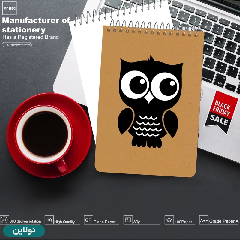 قیمت و خرید دفترچه یادداشت نقاشی 100 برگ مستر راد طرح جغد جلد کرافت کد 1703 | نولاین