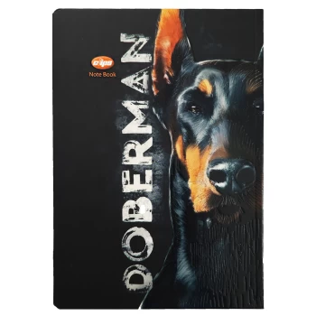 دفتر مشق تک خط 100 برگ بدون سیم کلیپس طرح سگ دوبرمن doberman کد 0377 | نولاین