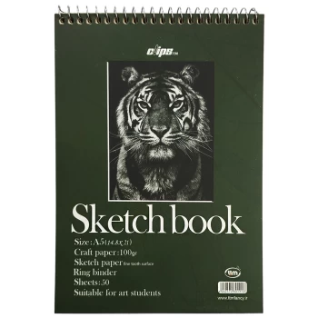 دفتر طراحی A5 سیمی کلیپس طرح ببر کد 1916 | نولاین
