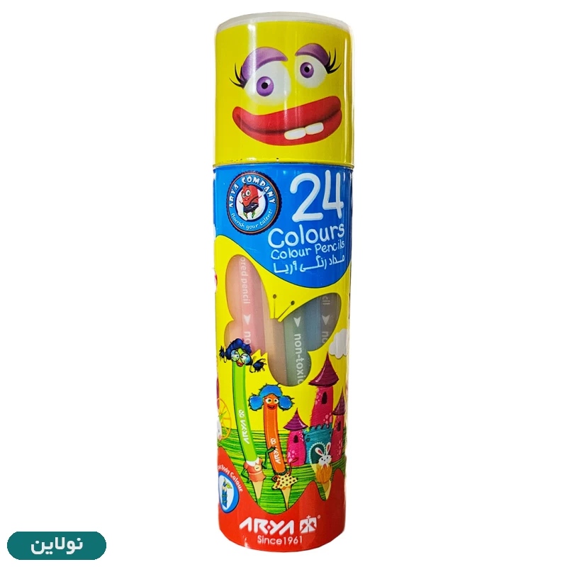 قیمت و خرید مداد رنگی 24 رنگ استوانه ای آریا کد 3052 | نولاین